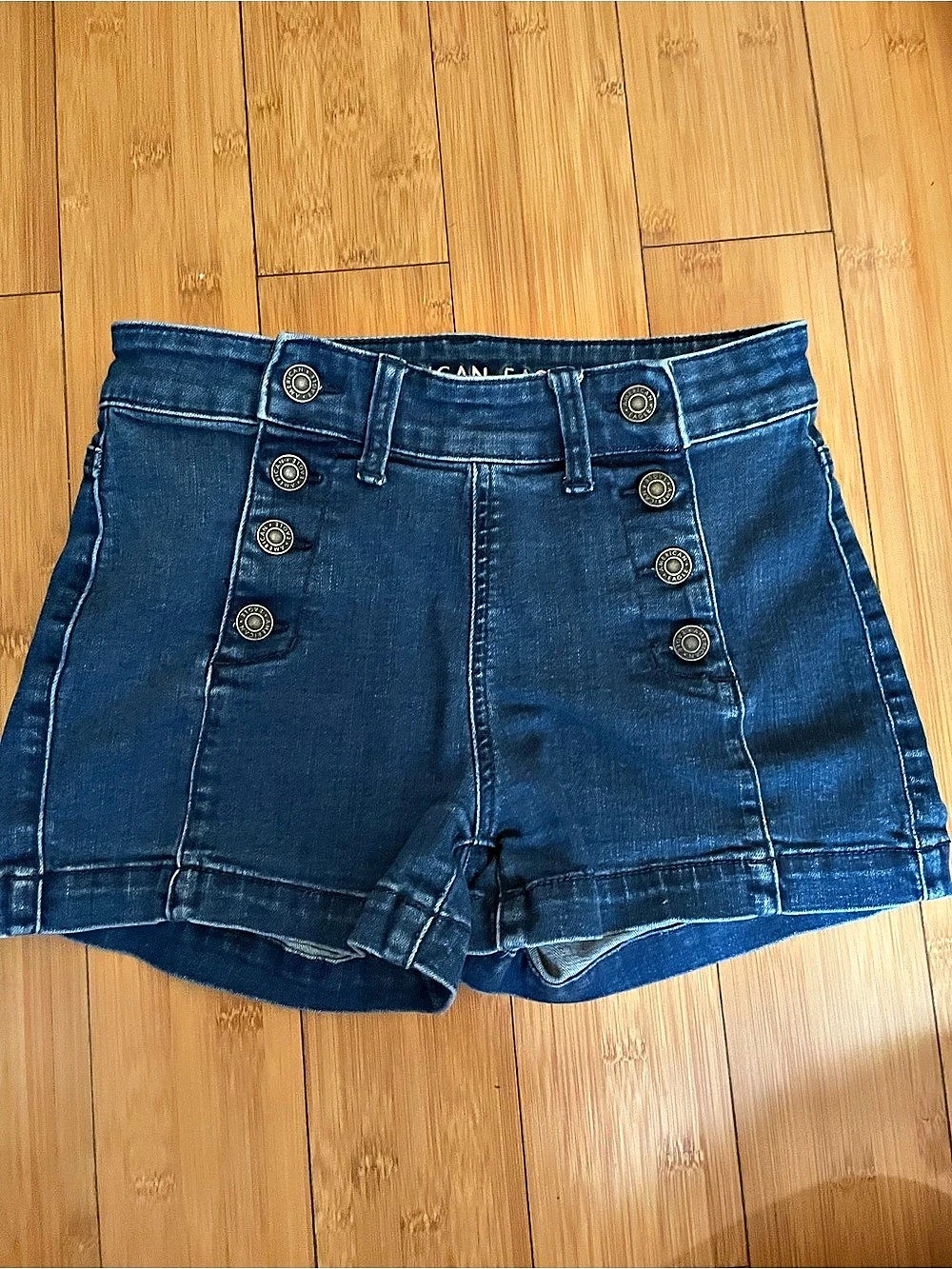 American Eagle Super Stretch Denim Jean Shorts Blue Small (4)